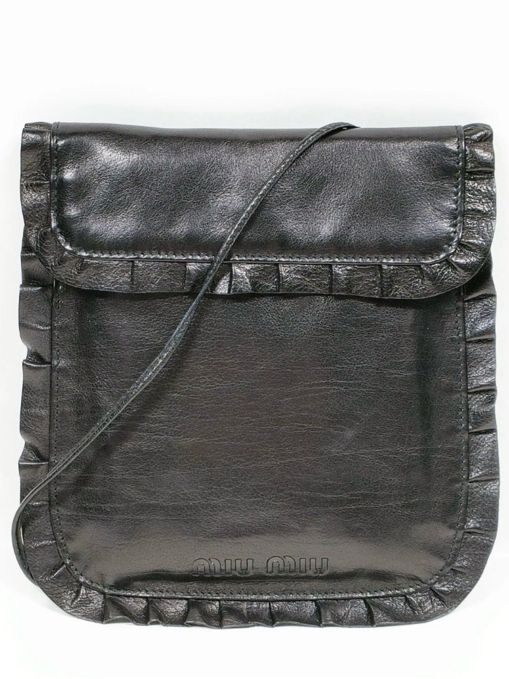 Miu Miu Leather Ruffle-Trim Crossbody Bag